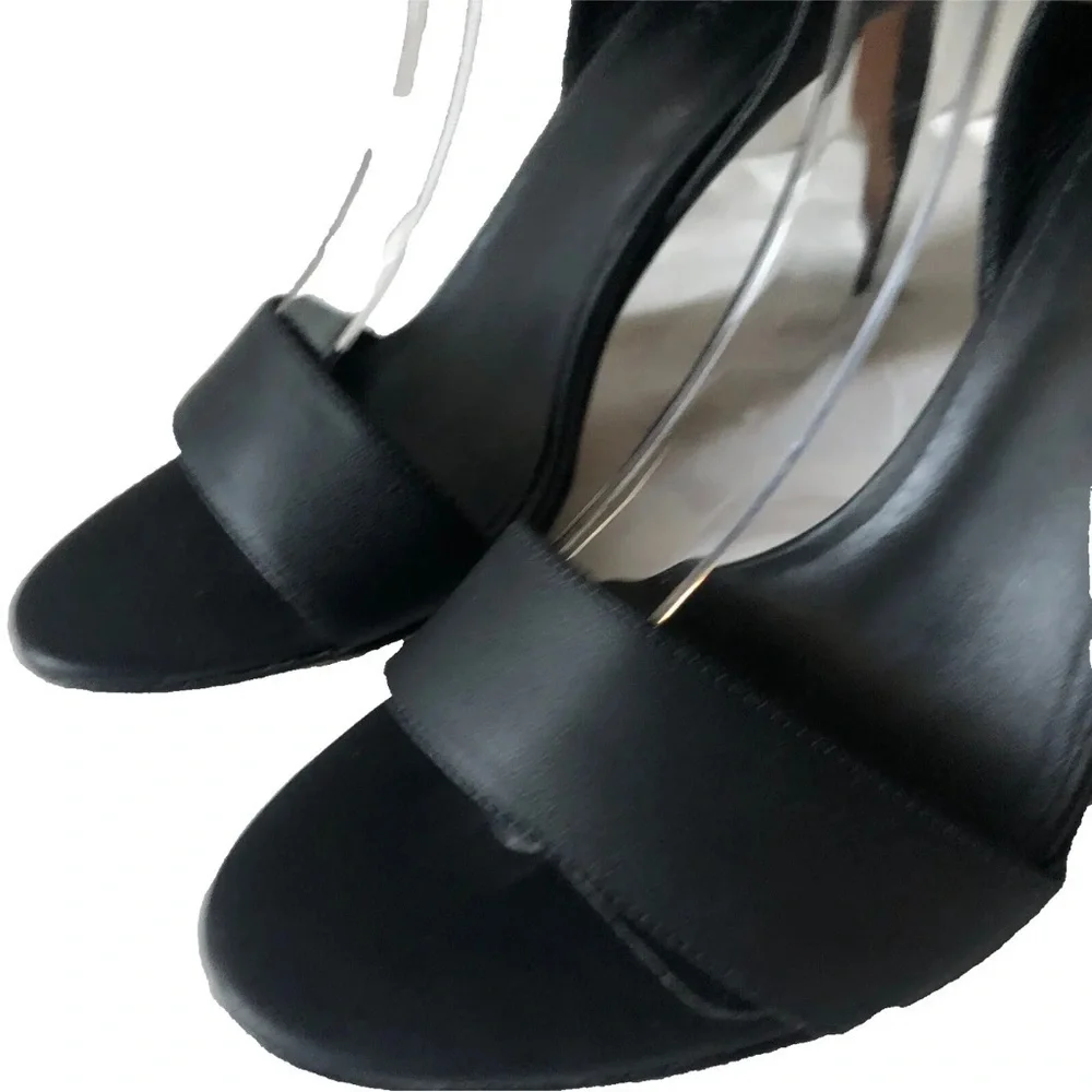 Vince Ankle Stretch Cuff Open Toe Stiletto Sandals Black Size 6 Sample Sale